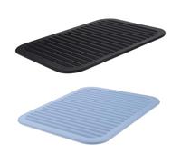 Beatifufu 2pcs Heat Resistant Silicone Mat for Curling Irons and Hair Straighteners Non-Slip Vanity Pads in Black and Nordic Blue Portable Travel Accessory for Hot Styling Tools