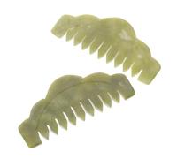 Beatifufu 2pcs Jade Massage Combs Scalp Massager Hair Care Tool for Meridian Relief Handheld Gua Sha with Smooth Cooling Surface Natural Stone for Salon and Portable Use