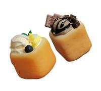 Beatifufu 2PCS Miniature Food Models for Kitchen Decoration Portable Mini Dollhouse Dessert with Ice Cream and Toast Micro Landscape Accessories for DIY Pretend Play