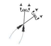 Beatifufu 2pcs Miniature Street Lamp Models for Sand Table DIY Decor Mini Court Lamps with Warm Yellow Light Compact for Mini Houses and Railway Layouts Realistic Detailing