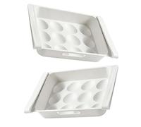 Beatifufu 2pcs Multi-grid Fridge Egg Containers Drawer Storage Box for Food Preservation, Plastic 12-compartment Refrigerator Egg Holder Suitable for Kitchen and Freezer Organization