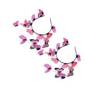 Beatifufu 2pcs Pink Butterfly Bridal Headband Lightweight Wedding Hair Accessories for Bride Tea Party Decorations Elegant Costume Headpiece with Delicate Design