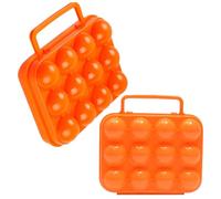 Beatifufu 2pcs Portable Egg Box Crush Resistance Plastic Egg Holder for Refrigerator with Orange Pp Material Outdoor Picnic Barbecue Storage