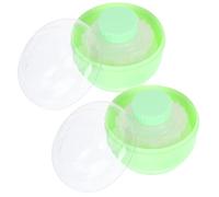 Beatifufu 2pcs Powder Puff Box Boy Girl Adult Use Dusting Powder Container with Grip Handle Green Color