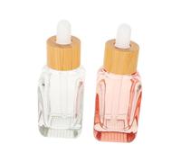 Beatifufu 2pcs Refillable Glass Dropper Bottles 10ml Half Bamboo Design Cosmetic Serum Containers for Essential Oils and Perfume Sample Storage