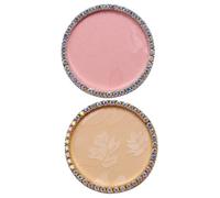 Beatifufu 2Pcs Resin Nail Art Pallet Mixing Tray with Smooth Edges for Color Blending and Display Reusable Nail Art Supplies with Elegant Gold Pink Design for Jewelry