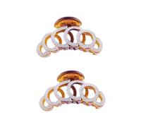 Beatifufu 2pcs Round Rhinestone Hair Clips for Women and Girls Elegant Brown Strong Hold for Hair Styling and Decoration