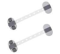 Beatifufu 2pcs Self Adhesive Baby Fridge Lock, Adjustable Abs Cabinet Door Latch for Kids, Easy Adult Open Double Button Control, White