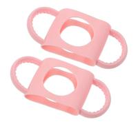 Beatifufu 2pcs Silicone Milk Bottle Handles Lightweight and Portable Removable Grip for Feeding Pink for Travel and Home Use