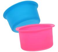 Beatifufu 2pcs Silicone Wax Melting Bowls Non-stick Blue and Rose Pink Silicone Wax Heater Containers for Hair Removal Waxing Supplies Bikini and Body Use