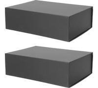 Beatifufu 2pcs Small Black Magnetic Closure Boxes with Folding Lid, Cardboard Present Boxes for Birthday, Christmas, and Party Wrapping