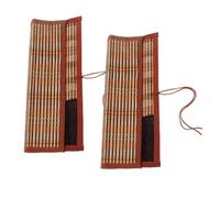 Beatifufu 2pcs Vintage Bamboo Brush Holder Up Case for Calligraphy and Painting Portable Canvas Organizer for Artists Neat Brush Management for Travel Home and Classroom Use