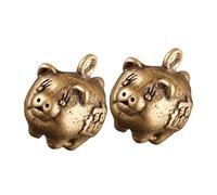 Beatifufu 2Pcs Vintage Brass Little Pig Keychain Pendant Retro Handmade Brass Craft Charm for Pig Lovers Delicate DIY Decorative Ornament