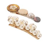 Beatifufu 2pcs Vintage Snap Hair Clips Rhinestones Pearl Hairpin for Women Hair Clips for Women for Wedding and Engagement Random Style