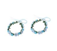 Beatifufu 2pcs Wedding Flower Hairband Floral Crown Headband Blue Flower Tiara Bridal Wreath Headwear Festive Headwear
