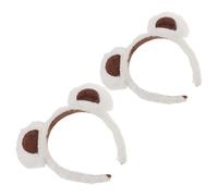 Beatifufu 2pcs White Bear Ears Headband Fabric Hairband for Women and Toddlers, Versatile Costume Accessory Universal Fit, for Halloween Cosplay and Photoshoots
