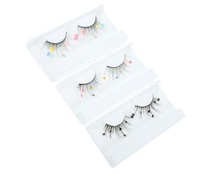 Beatifufu 3 Pairs DIY Heart and Flower Sequin False Eyelashes Lightweight Natural-looking Individual Lashes for Party and Daily Makeup