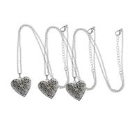 Beatifufu 3 Pcs Heart Shape Hollow Pendant Necklace Copper Aroma Oil Diffuser Holder with Luminous Stone Openable Solid Scent Container for Women DIY Jewelry