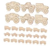Beatifufu 30 Pcs Unfinished Wooden Truck Cutouts Crafts for Painting Smooth Rounded Edges Unique Monster Truck Shape Ornaments for Party Favors Home Decor and Creative Gifts