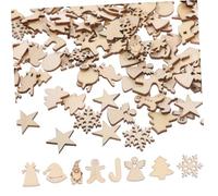 Beatifufu 300pcs Unfinished Small Wooden Christmas Cutouts Blank Xmas Decorations DIY Crafts for Tree Hanging Ornaments Painting Wood