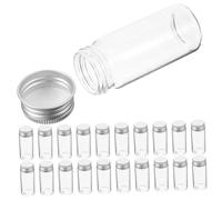 Beatifufu 30pcs Clear Sealed Sample Vials Small Glass Tubes with Leakproof Caps for Medicine Capsules and Dry Powder Storage Transparent Portable Glass Bottles for Travel and Lab Use