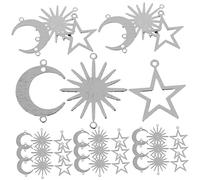 Beatifufu 30Pcs Geometric Hollow Moon Star Sun Charms for DIY Jewelry Making Durable Pendant for Bracelets Necklaces and Crafts for Friends and Family