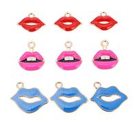 Beatifufu 30Pcs Lip Shape Alloy Charms for DIY Jewelry Making Unique Pendants for Necklaces Bracelets Earrings Fashionable Craft Accessories Red Blue