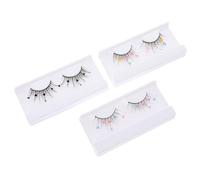 Beatifufu 3pairs Colored Sequin False Eyelashes Faux Lashes for Festivals Parties Everyday Glamour Includes Butterfly Flower and Heart Designs