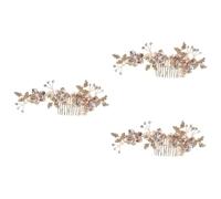 Beatifufu 3pcs Alloy Diamond Hair Comb Elegant Bridal Headdress for Weddings Parties and Special Occasions Versatile Hair Accessory for Brides and Bridesmaids Golden