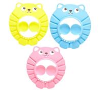 Beatifufu 3pcs Baby Shampoo Hat Bathing Cap for Infants Toddler Adjustable Eva Shower Ear Protection Pink Yellow Blue