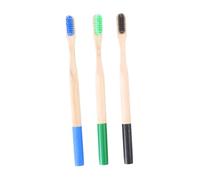 Beatifufu 3pcs Biodegradable Bamboo Toothbrushes with Soft Charcoal Bristles for Adults Round Handle Oral Care Natural Ergonomic Design Gentle Gums and Teeth Cleaning Random Color