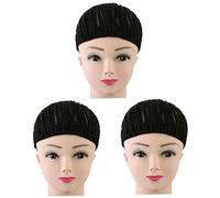 Beatifufu 3pcs Black Cornrow Braids Cap Elastic Sew Dome Net for Making Braiding Wigs Comfortable Stretchable Design for Easy Creation