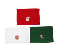 Beatifufu 3pcs Christmas Embroidered Hand Towels Soft Pure Cotton Quick Absorption Decorative Small Bathroom Towels with Festive Santa Reindeer Bell Designs