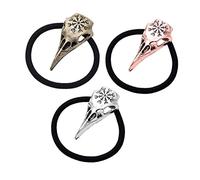Beatifufu 3pcs Gothic Skull Hair Ties for Women Vintage Viking Hair Accessories for Halloween Parties Unique Ponytail Holders Antique and Colors