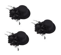 Beatifufu 3pcs Mini Flower Hair Clip Black Gauze Homburg Headdress for Bridal Women Elegant Hair Accessories for Weddings Parties and Special Occasions