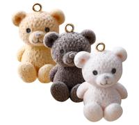 Beatifufu 3pcs Mini Plush Bear Charms for Earring Making DIY Jewelry Supplies in Coffee, White and Beige - Cute Soft Pendants for Charm Bracelets and Crafting
