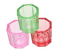 Beatifufu 3pcs Octagonal Glass Dappen Dish Nail Powder Holder Nail Polish Remover Jar for Salon Acrylic Art Brush Washing Bowl Tools