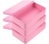 Beatifufu 3pcs Pink Rectangular Tin Storage Box with Lid, Sturdy Tinplate Candy Storage Container for Home Organization, Keep Items Clean and Safe with Simple Appearance