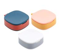 Beatifufu 3pcs Portable Sealing Pill Organizer Boxes, Mini Travel Medicine Storage Case Set in White, Orange-Blue, and Yellow-Pink, Waterproof Portable Container for Daily Random Color