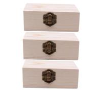 Beatifufu 3pcs Small Unfinished Solid Wood Treasure Boxes with Locking Clasp DIY Craft Storage for Jewelry Keepsakes and Party Favors Wooden Organizer for Personal Decoration