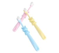 Beatifufu 3pcs Toothbrush with Ultra Bristles Cartoon Rabbit Design for Aged Comfortable Grip Oral Care Brushes with Tongue Cleaner for Cleaning