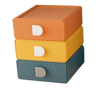 Beatifufu 3pcs Type Desktop Storage Boxes for Cosmetics and Jewelry Compact Versatile Organizer with Smooth-open Makeup Case in Twilight Orange Mango Yellow and Serenity Blue for Home and