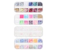 Beatifufu 4 Boxes Butterfly Shape Nail Art Sequins Nail Studs Manicure Supply DIY for Professional and Home Use