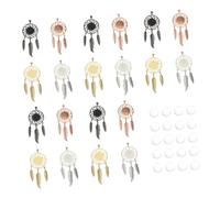 Beatifufu 40pcs DIY Dream Catcher Pendants with Glass Cabochons Unique Hanging Ornaments in White Light Gold Rose Gold Gun Black Wall Decor for Bedroom Living Nursery Wedding Party Backdrop