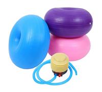 Beatifufu 44cm Inflatable Donut Shape Yoga Ball 4pcs Set with Pump Balance Training Pilates Fitness Ball and Adults Sensory and Stability Exercise Chair