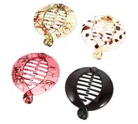 Beatifufu 4pcs Banana Hair Clips for Women Lightweight Plastic Hair Styling Tool Strong Hold Ponytail Clips in Black Light Floral Light Red and Colors