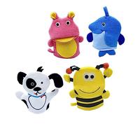 Beatifufu 4pcs Boy Girl Bath Gloves Cartoon Adorable Animals Exfoliating Gloves Comfortable Bath Towel for Boys and Girls Bathing Foaming