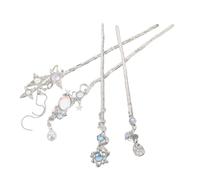 Beatifufu 4pcs Chinese Style Hairpins for Women Vintage Metal Hair Sticks with Moonstone Accents and Tassels Elegant Chignon Headwear Accessories for Hanfu and Modern Hairstyles