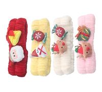 Beatifufu 4pcs Christmas Flannel Headband Cute Elastic Spa Headbands for Makeup Face Washing Adorable Holiday Hair Accessories