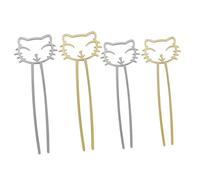 Beatifufu 4pcs Cute Cat Hair Forks for Girls Stylish Hair Chopsticks for Buns Gold Silver for Women and Teens
